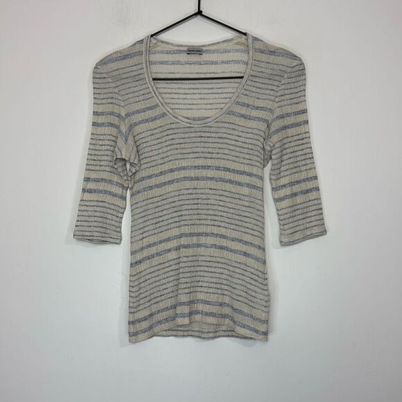 Rachel Comey Striped Linen Blend Crinkle Top 6 - Picture 1 of 6